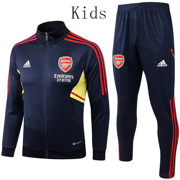 Arsenal giacca navy kit per bambini abbigliamento sportivo da calcio tuta con cerniera collo uniforme da allenamento per giovani bambini all'aperto cappotto di calcio 2022-2023