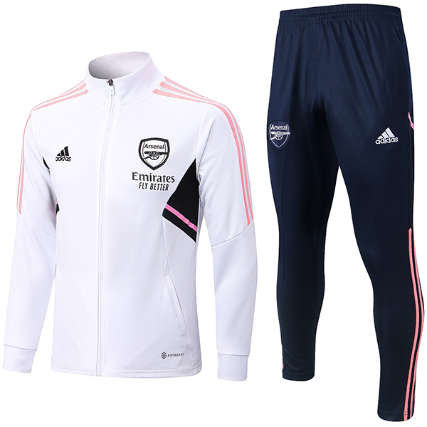 Arsenal giacca bianca da calcio abbigliamento sportivo tuta cerniera completa uniforme da uomo kit da allenamento cappotto da calcio all'aperto 2022-2023