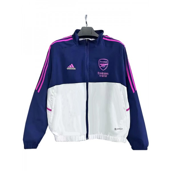 Arsenal giacca a vento con cappuccio abbigliamento sportivo da calcio tuta bianco blu cerniera intera uniforme da allenamento da uomo giacca da calcio per esterni 2025-2026
