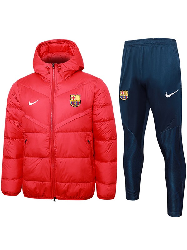 Barcelona hoodie cotton-padded jacket football sportswear tracksuit full zipper men's training kit outdoor soccer red coat 2024
