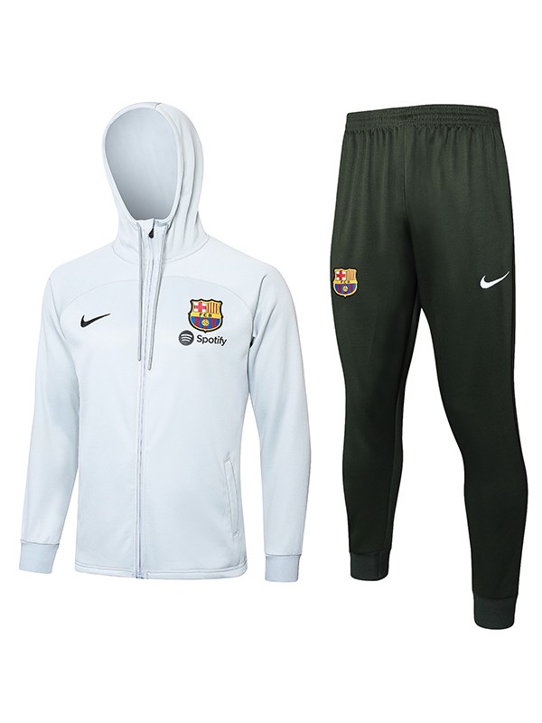 Barcelona hoodie jacket football sportswear tracksuit full zipper uniform men's white black training kit outdoor soccer coat 2024