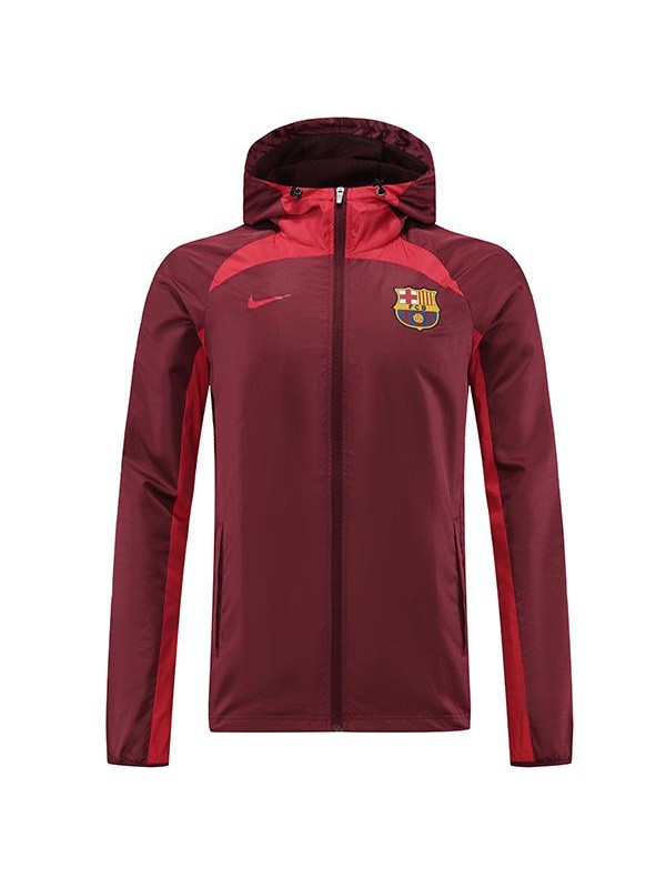 Barcelona giacca a vento con cappuccio giacca rossa abbigliamento sportivo da calcio tuta completa con cerniera kit da allenamento da uomo cappotto da calcio all'aperto 2022-2023