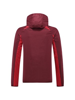 Barcelona giacca a vento con cappuccio giacca rossa abbigliamento sportivo da calcio tuta completa con cerniera kit da allenamento da uomo cappotto da calcio all'aperto 2022-2023