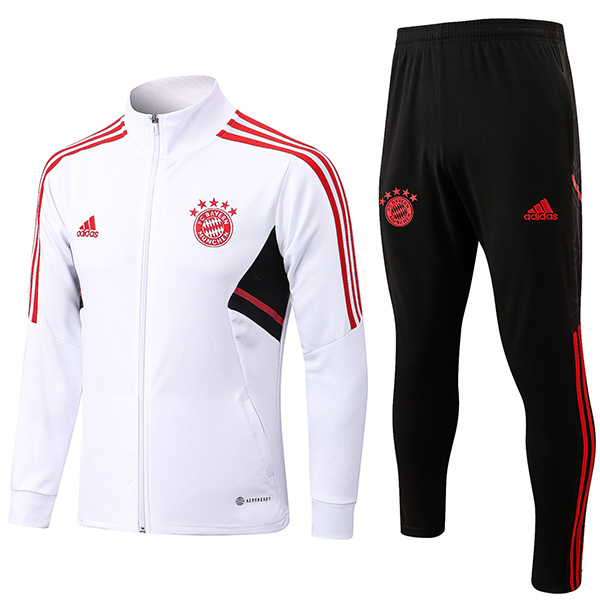 Bayern munich giacca da calcio abbigliamento sportivo tuta bianca cerniera completa uniforme kit da allenamento da uomo cappotto da calcio all'aperto 2022-2023