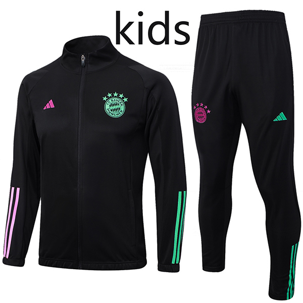 Bayern munich jacket kids kit football sportswear tracksuit black long zip youth training uniform outdoor children soccer coat 2023-2024