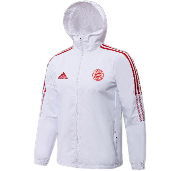 Bayern Monaco giacca a vento giacca con cappuccio da calcio abbigliamento sportivo tuta completa della chiusura lampo degli uomini kit di allenamento atletico all'aperto calcio cappotto bianco 2022-2023 