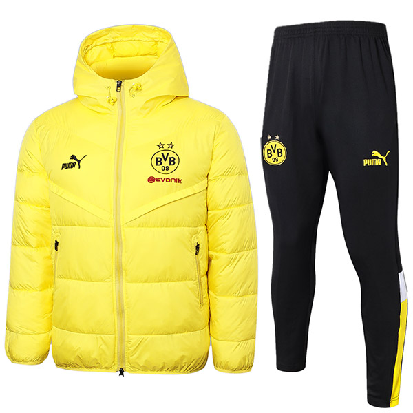 Borussia Dortmund hoodie cotton-padded jacket BVB football sportswear tracksuit full zipper men's training yellow kit outdoor soccer coat 2024