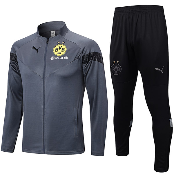 Borussia Dortmund giacca BVB nero grigio abbigliamento sportivo da calcio tuta uniforme da allenamento da uomo maglia kit cappotto da calcio 2022-2023