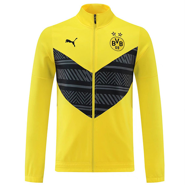 Borussia Dortmund giacca da calcio abbigliamento sportivo tuta da uomo con cerniera completa maglia da allenamento atletica da calcio all'aperto cappotto giallo 2022-2023