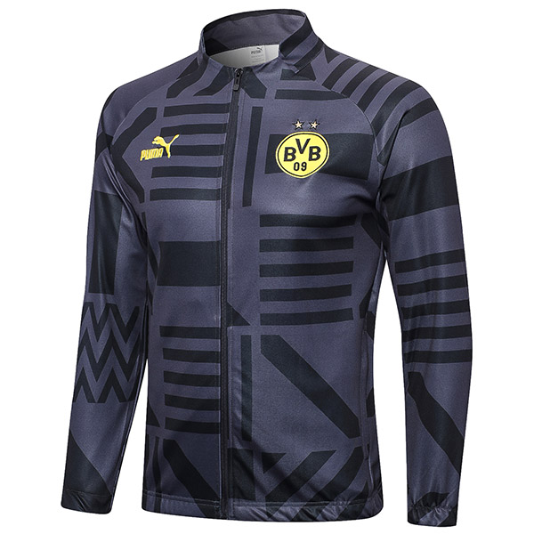 Borussia Dortmund giacca da calcio abbigliamento sportivo tuta uniforme da uomo BVB maglia da allenamento nera kit cappotto da calcio 2022-2023