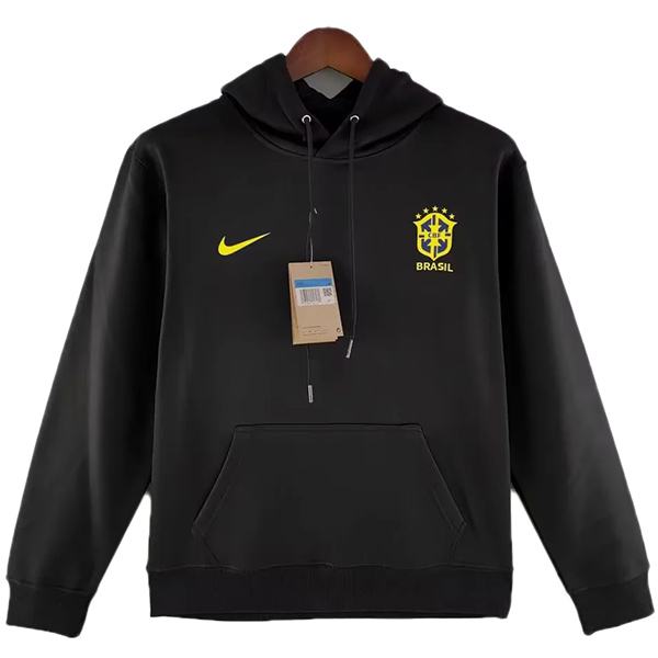 Brazil giacca con cappuccio giacca da calcio nera uniforme tuta tuta da allenamento da uomo con cerniera completa cappotto da calcio 2022