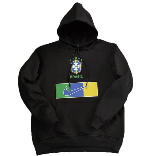 Brazil felpa con cappuccio giacca da calcio abbigliamento sportivo tuta nera uniforme da uomo maglia da allenamento kit cappotto da calcio 2022