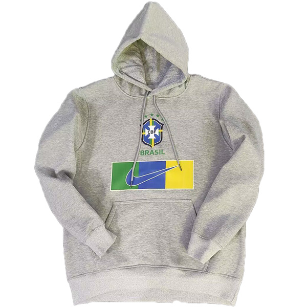 Brazil felpa con cappuccio giacca da calcio abbigliamento sportivo tuta grigia uniforme da uomo maglia da allenamento kit cappotto da calcio 2022