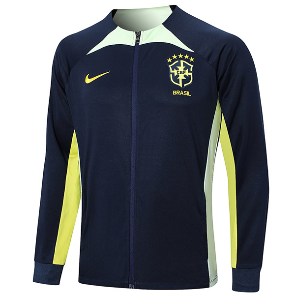 Brazil Giacca Brasile tuta sportiva da calcio tuta da uomo con cerniera completa kit da allenamento giallo ciano rosso cappotto da calcio all'aperto 2022-2023