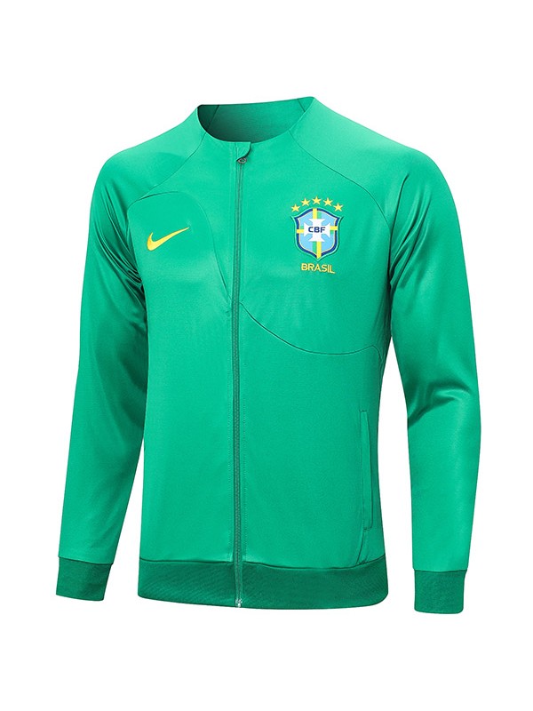 Brazil jacket football sportswear tracksuit full zipper men's green training kit outdoor soccer coat 2023-2024