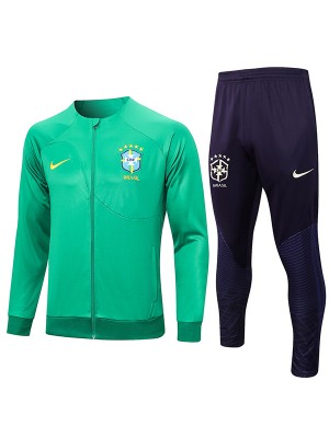Brazil jacket football sportswear tracksuit full zipper men's green training kit outdoor soccer coat 2023-2024