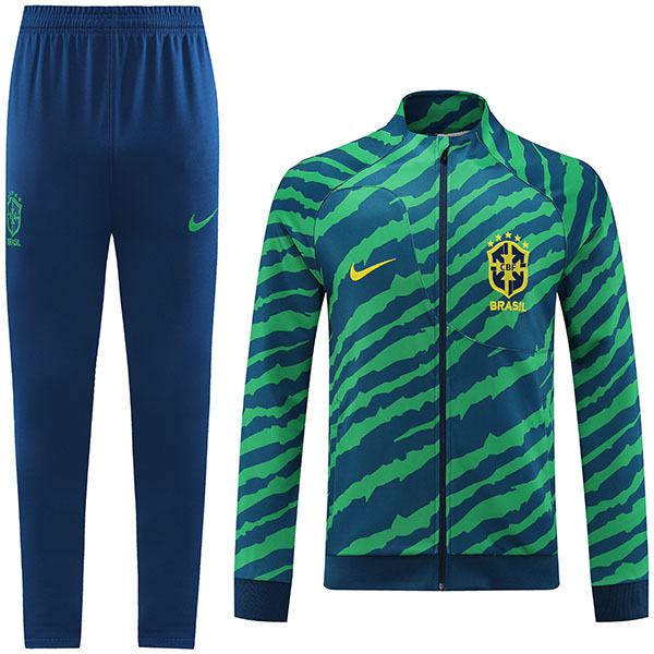 Brazil giacca da calcio abbigliamento sportivo tuta da uomo con cerniera intera tuta da allenamento verde rosso cappotto da calcio all'aperto 2022