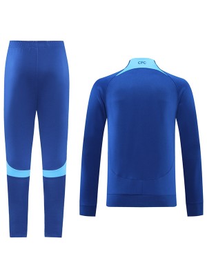 Chelsea giacca da calcio tuta sportiva da calcio tuta da allenamento da uomo con cerniera lunga tuta sportiva da calcio all'aperto blu 2022-2023