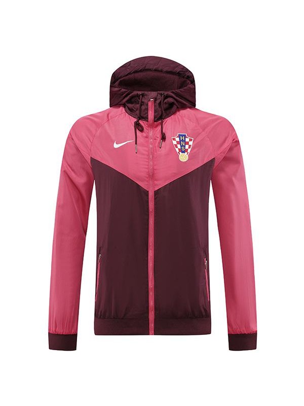 Croatia giacca a vento con cappuccio giacca da calcio abbigliamento sportivo tuta zip intera da uomo tuta rossa da allenamento cappotto da calcio all'aperto 2022