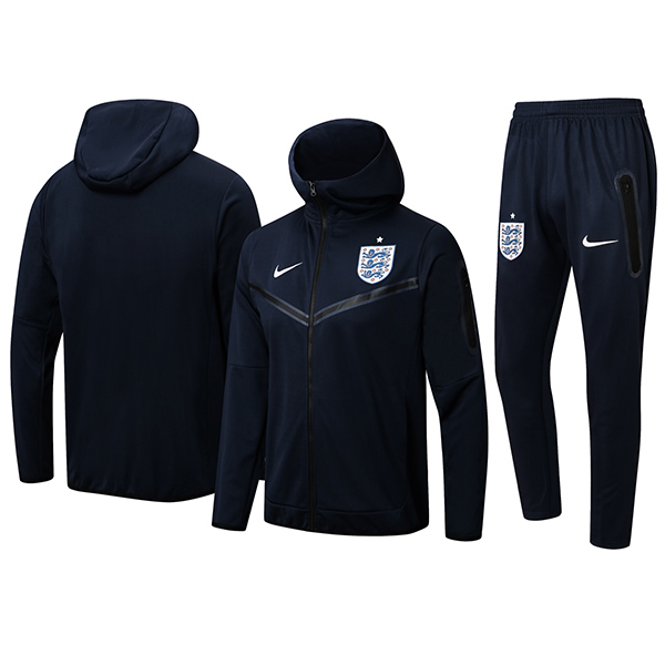 England giacca da uomo con cappuccio Inghilterra giacca a vento blu navy tuta da calcio 2022