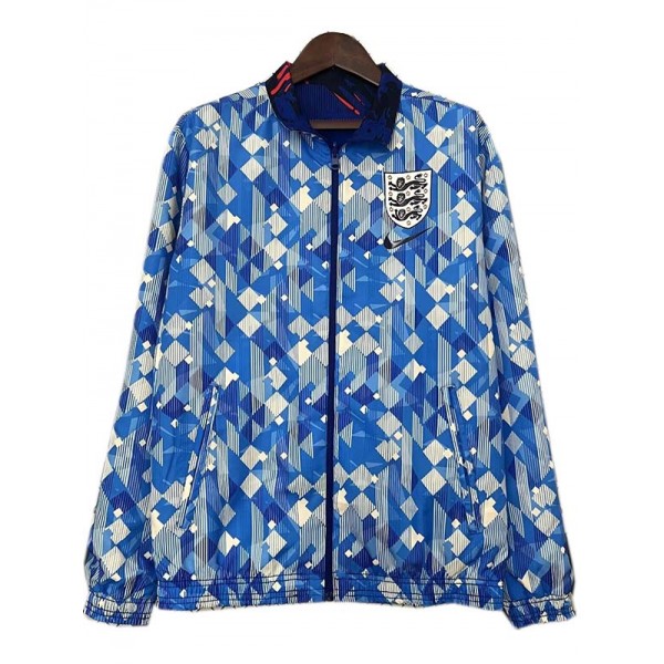 England giacca a vento blu double face abbigliamento sportivo da calcio tuta con cerniera completa kit da allenamento per uomo cappotto da calcio per esterni 2024