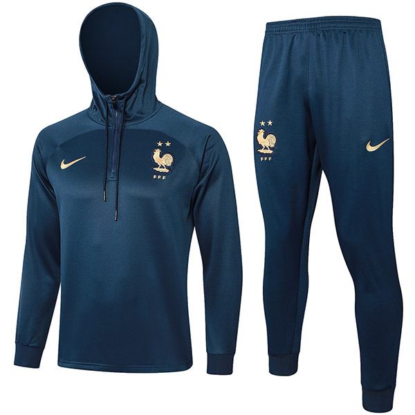 France hoodie jacket football sportswear tracksuit zipper uniform men's training kit outdoor indigo soccer coat 2024