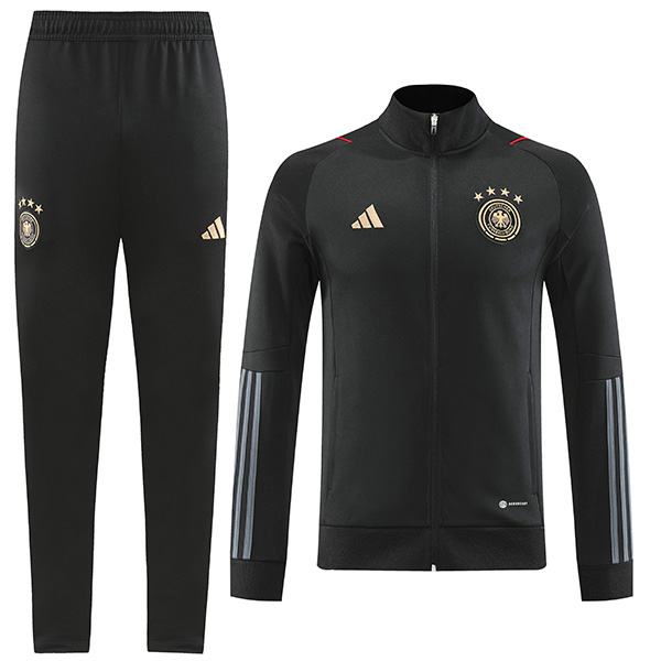 Germany giacca da calcio abbigliamento sportivo tuta con cerniera completa kit da allenamento da uomo atletico nero cappotto da calcio all'aperto 2022