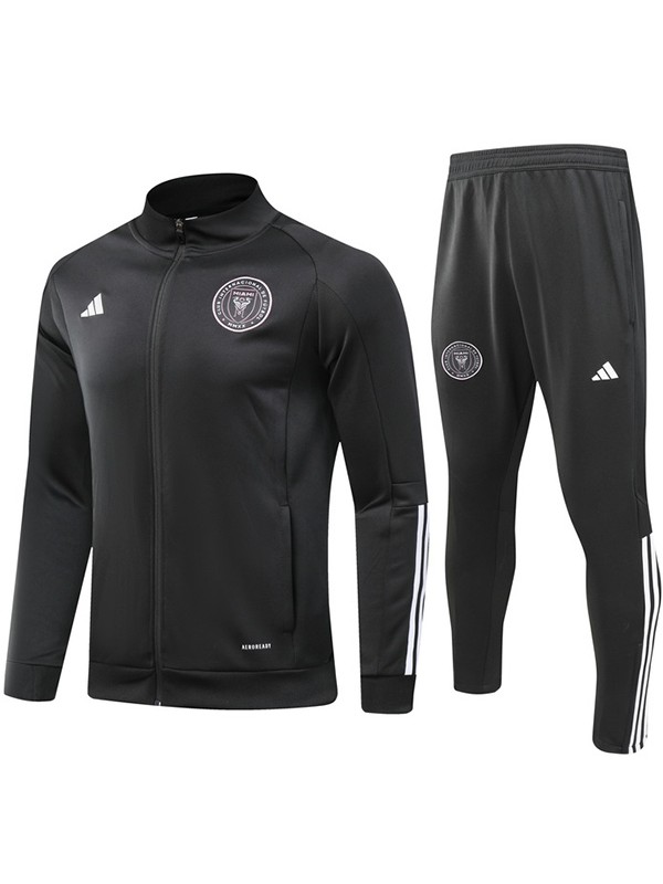 Inter miami jacket football sportswear tracksuit long zipper all black uniform men's training kit outdoor soccer coat 2024