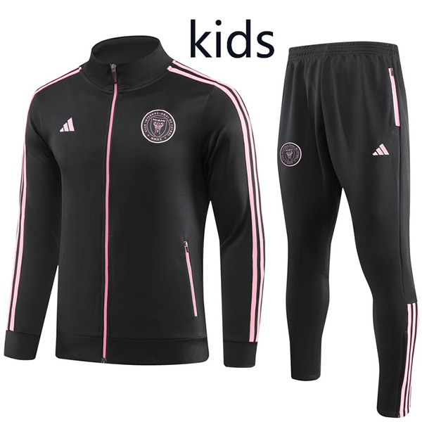 Inter miami jacket kids kit football sportswear tracksuit black long zip youth training uniform outdoor children soccer coat 2023-2024