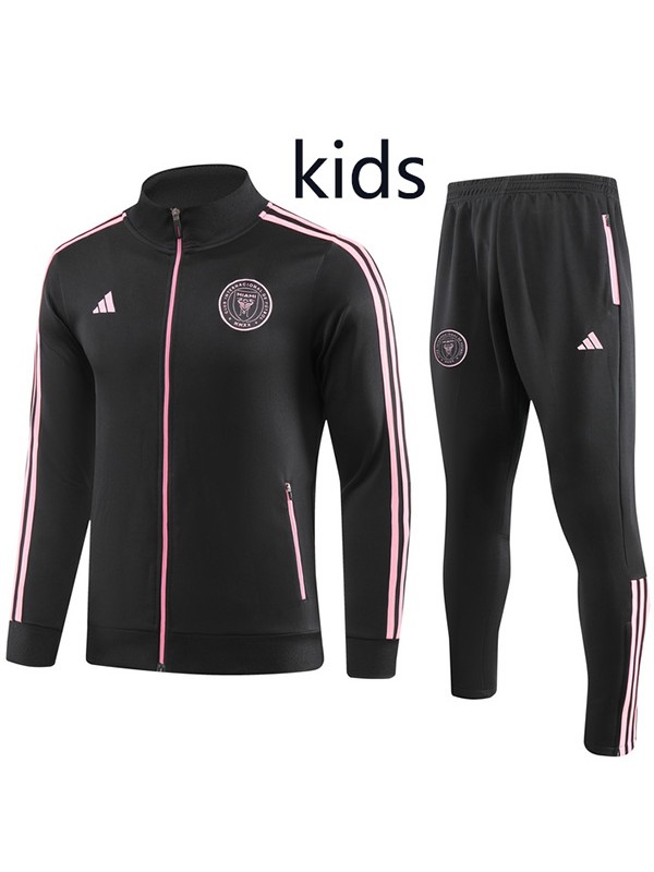 Inter miami jacket kids kit football sportswear tracksuit black long zip youth training uniform outdoor children soccer coat 2023-2024