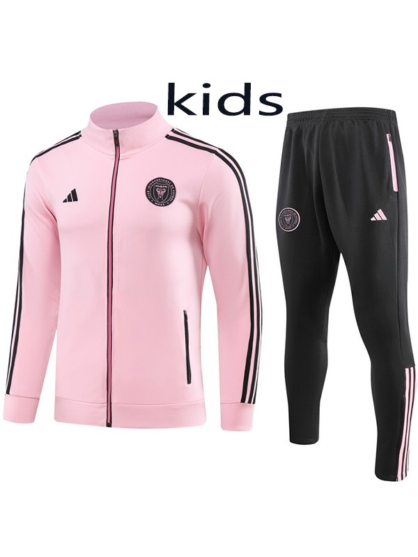 Inter miami jacket kids kit football sportswear tracksuit pink long zip youth training uniform outdoor children soccer coat 2023-2024