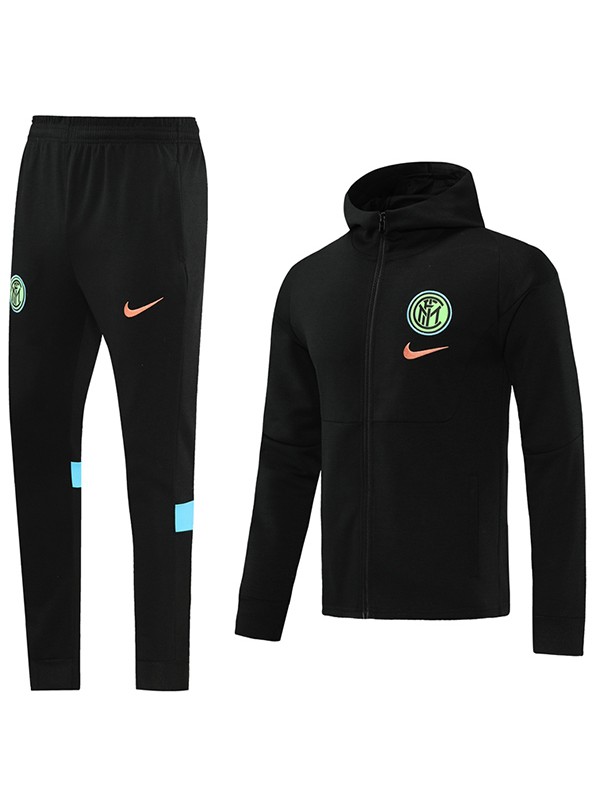 Inter milan felpa con cappuccio giacca calcio abbigliamento sportivo tuta cerniera nero uniforme kit allenamento da uomo cappotto da calcio all'aperto 2022-2023