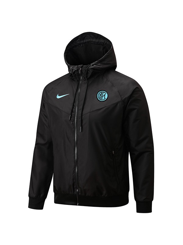 Inter milan giacca a vento giacca con cappuccio da calcio abbigliamento sportivo tuta cerniera completa uniforme da uomo allenamento nero kit cappotto di calcio all'aperto 2021-2022