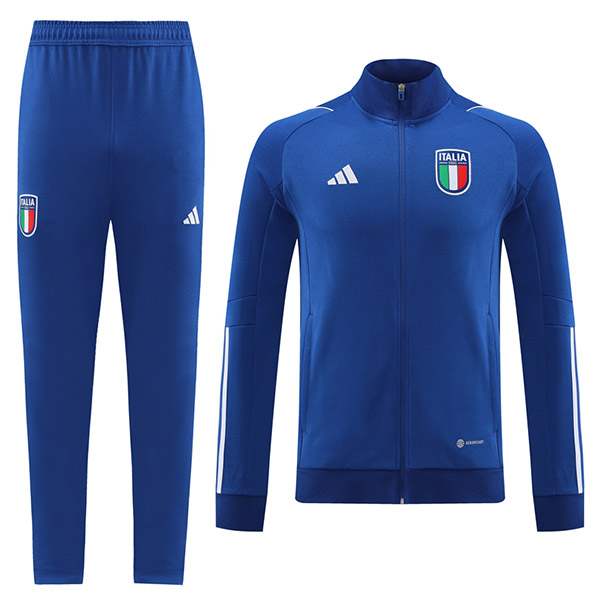 Italy giacca da calcio abbigliamento sportivo Italia tuta da uomo con cerniera completa kit da allenamento atletico blu cappotto da calcio all'aperto 2022-2023
