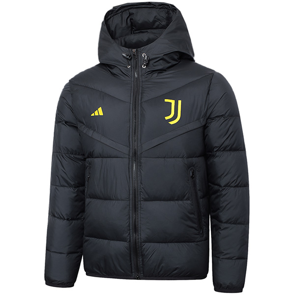 Juventus hoodie cotton-padded jacket football sportswear tracksuit full zipper men's training black kit outdoor soccer coat 2024