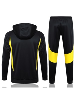Juventus giacca con cappuccio tuta sportiva da calcio tuta mezza zip uniforme kit da allenamento per uomo nero cappotto da calcio per esterni 2023-2024