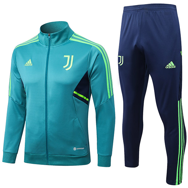 Juventus giacca da calcio abbigliamento sportivo tuta intera lunga cerniera da uomo uniforme da allenamento atletico cappotto da calcio all'aperto ciano 2022-2023