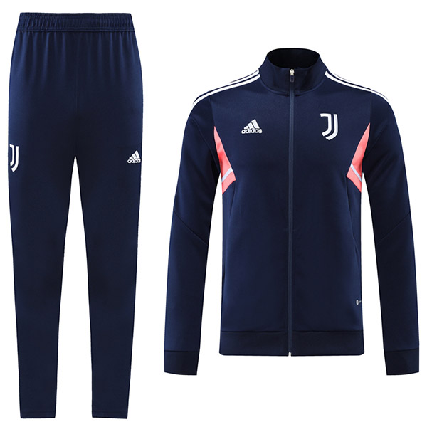 Juventus giacca da calcio abbigliamento sportivo tuta da uomo con cerniera completa uniforme da allenamento atletico all'aperto blu navy cappotto di calcio 2022-2023