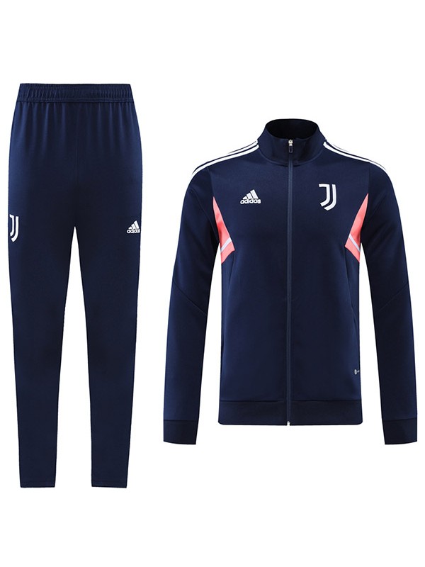 Juventus giacca da calcio abbigliamento sportivo tuta da uomo con cerniera completa uniforme da allenamento atletico all'aperto blu navy cappotto di calcio 2022-2023