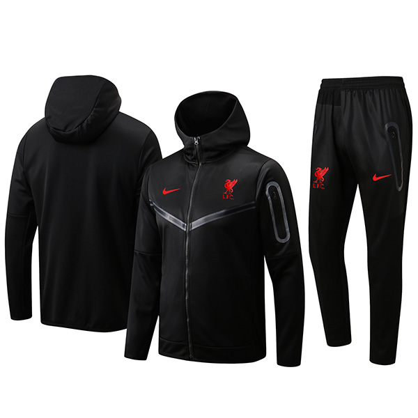 Liverpool felpa con cappuccio giacca da calcio abbigliamento sportivo tuta cerniera completa LFC uniforme da allenamento da uomo outdoor kit nero 2022-2023