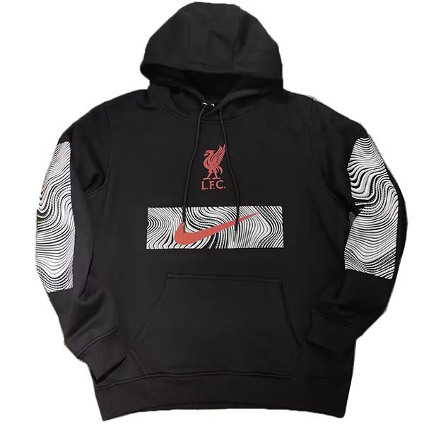Liverpool giacca con cappuccio tuta sportiva da calcio tuta da allenamento LFC con cerniera completa maglia da allenamento da uomo cappotto da calcio nero 2022-2023