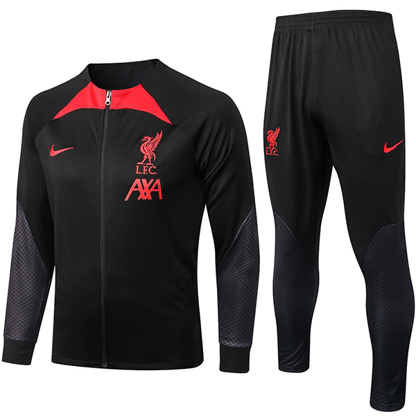 Liverpool giacca da calcio tuta sportiva nera tuta da allenamento da uomo con cerniera lunga completa cappotto da calcio all'aperto 2022-2023
