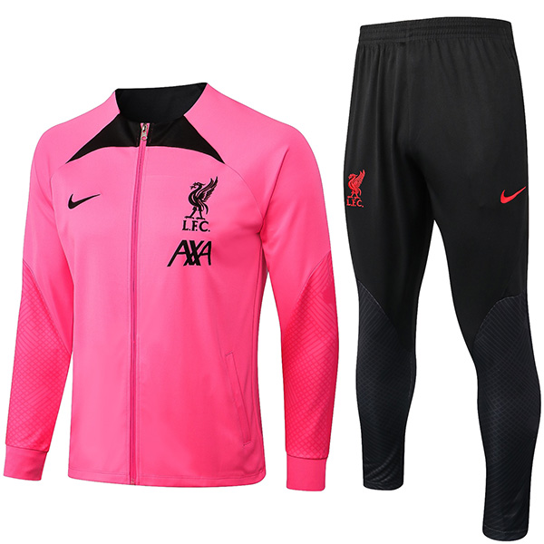Liverpool giacca da calcio tuta sportiva rosa tuta lunga tuta da allenamento da uomo con cerniera lampo cappotto da calcio all'aperto 2022-2023