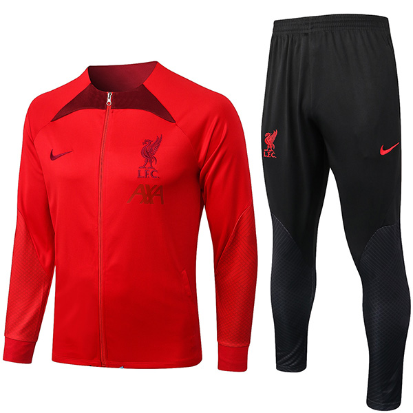 Liverpool giacca da calcio tuta sportiva rossa tuta lunga tuta da allenamento da uomo con cerniera completa cappotto da calcio all'aperto 2022-2023