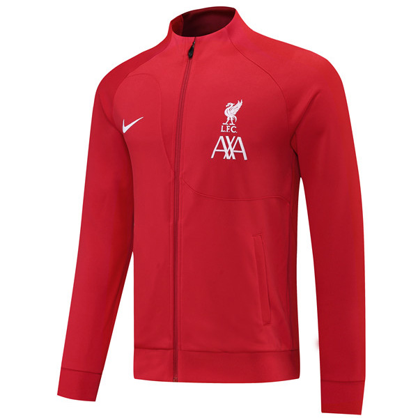 Liverpool giacca da calcio abbigliamento sportivo tuta cerniera completa kit da allenamento da uomo cappotto da calcio all'aperto rosso 2022-2023