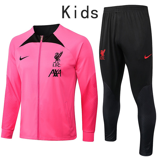 Liverpool giacca per bambini kit rosa abbigliamento sportivo da calcio tuta con cerniera completa uniforme da allenamento per giovani bambini all'aperto cappotto di calcio 2022-2023