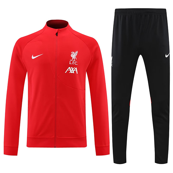 Liverpool giacca rossa abbigliamento sportivo da calcio tuta nera completa cerniera uniforme kit da allenamento da uomo cappotto da calcio all'aperto 2022-2023