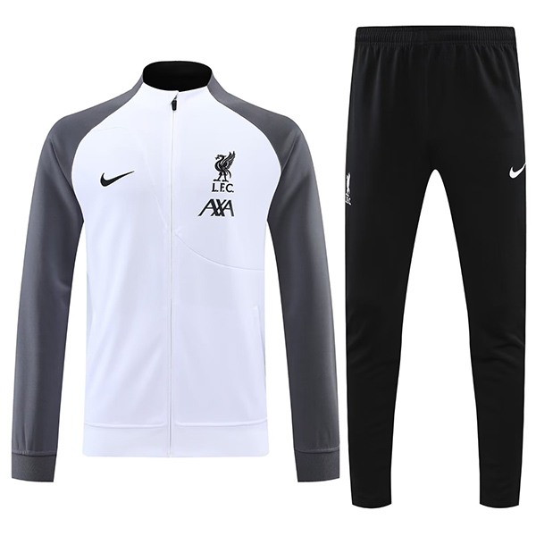 Liverpool giacca bianca da calcio abbigliamento sportivo tuta cerniera completa kit da allenamento da uomo cappotto da calcio all'aperto 2022-2023