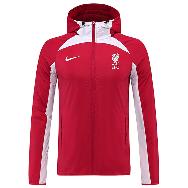 Liverpool giacca a vento con cappuccio giacca da calcio abbigliamento sportivo tuta da uomo con cerniera completa rosso kit da calcio all'aperto 2022-2023