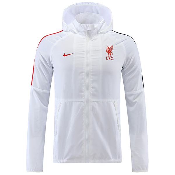 Liverpool giacca a vento con cappuccio giacca da calcio abbigliamento sportivo tuta da uomo con cerniera completa kit bianco da calcio all'aperto 2022-2023